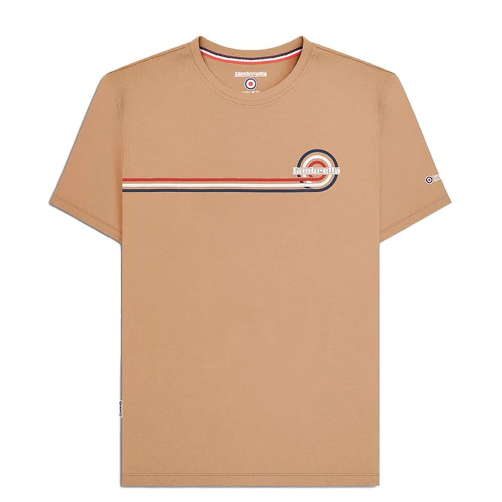 Lambretta Mens SS24 Retro Stripe T-Shirt / Sand